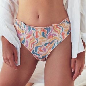 Anthropologie Multicolored Ruffled Bikini Briefs in Pink sz.XS